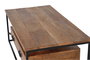 GINER Y COLOMER Mesa de Centro Industrial con Cajones en Madera de Mango y Metal Natural 120x60cm